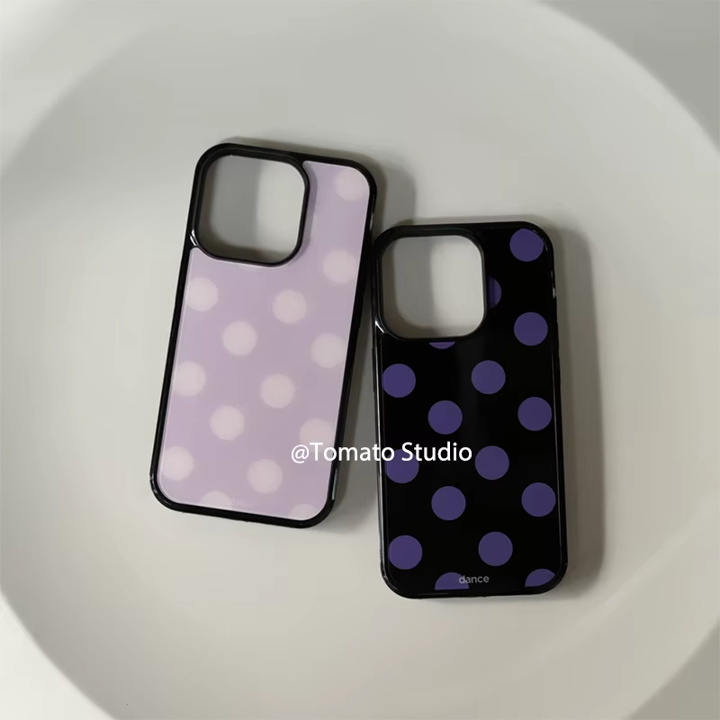 Phone Cases Purple - Korean Ins Fashion Purple Polka Dots