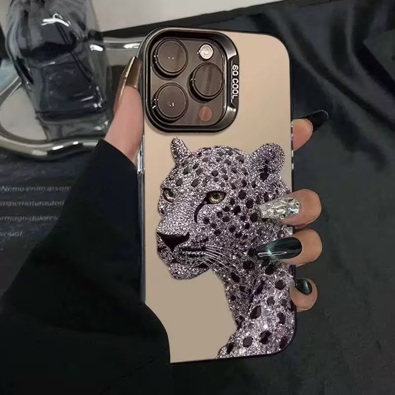 Phone Cases Leopard Print - IMD Holographic Silver Phone Case For