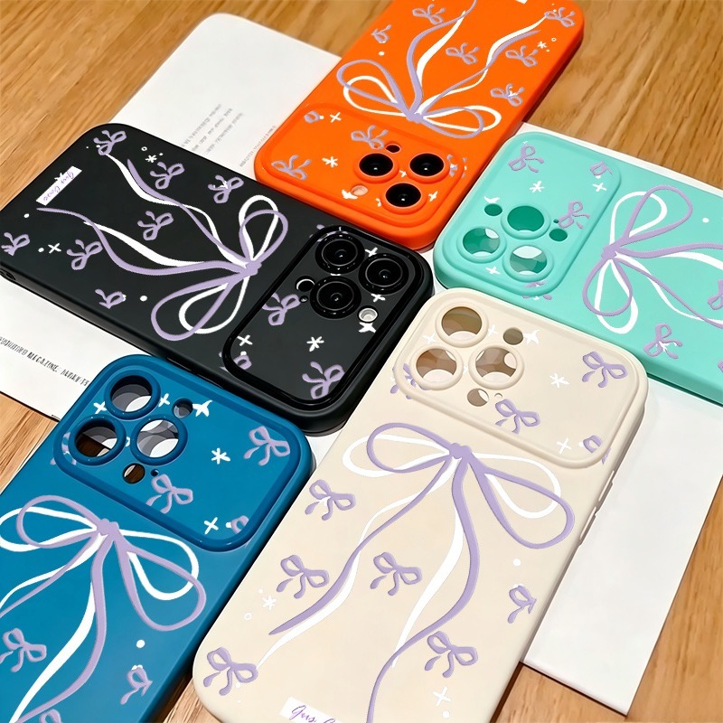 Phone Cases Purple - Large Purple Bow Star Doodle Print