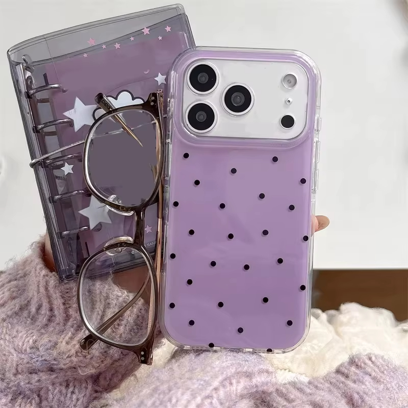 Phone Cases Purple - Minimalist Ins Style Purple Polka Dots