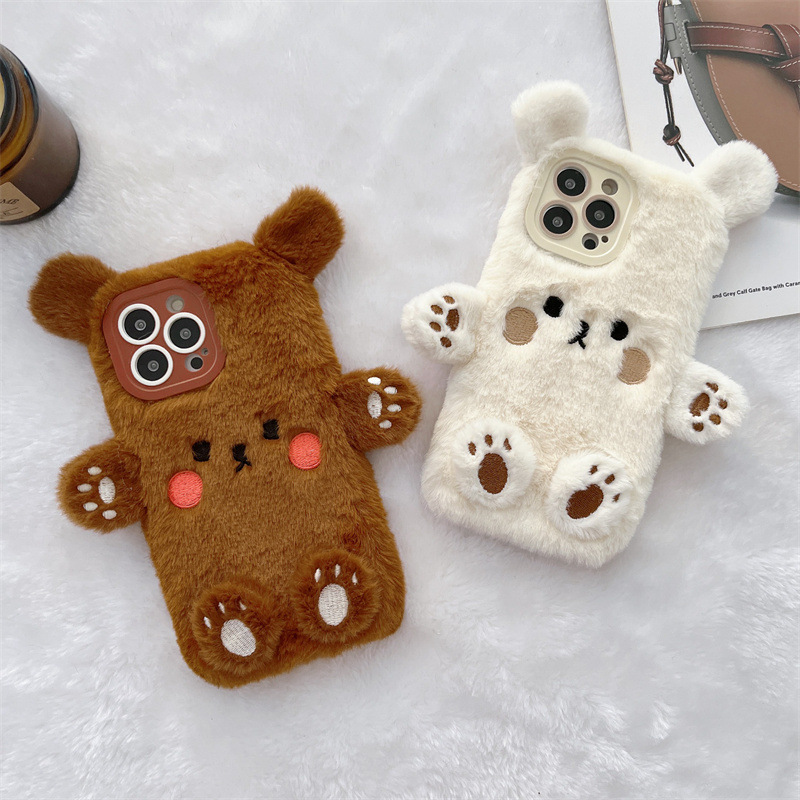 Korean 3D Cartoon Bear Fluffy  - đánh giá và giá Phone Cases 13