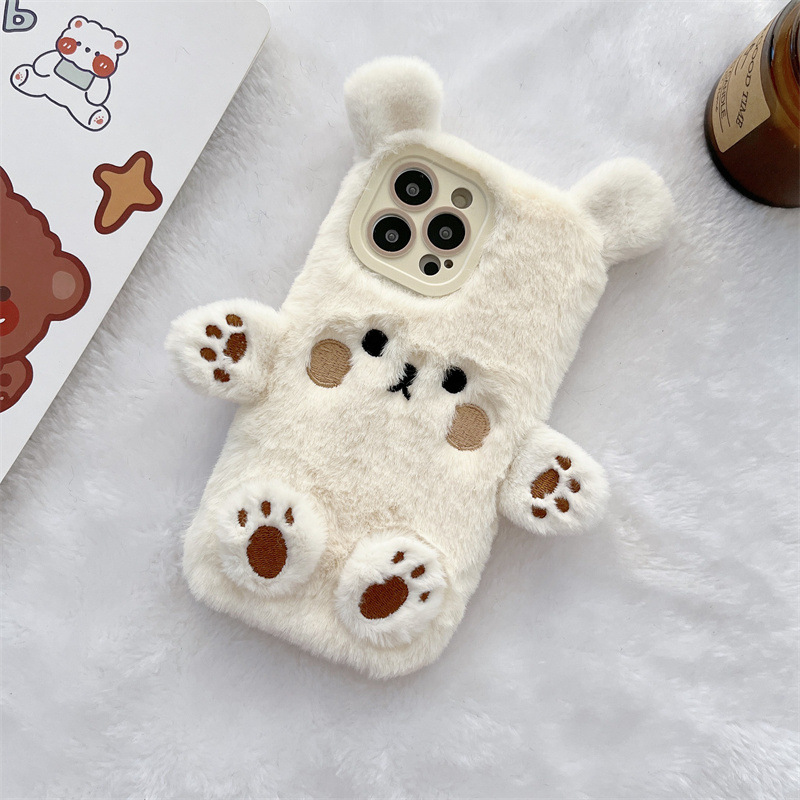 Korean 3D Cartoon Bear Fluffy  - đánh giá và giá Phone Cases 13
