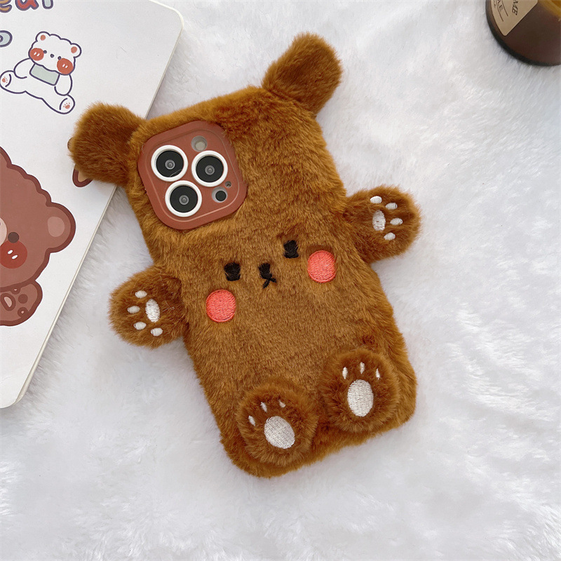 Korean 3D Cartoon Bear Fluffy  - đánh giá và giá Phone Cases 13