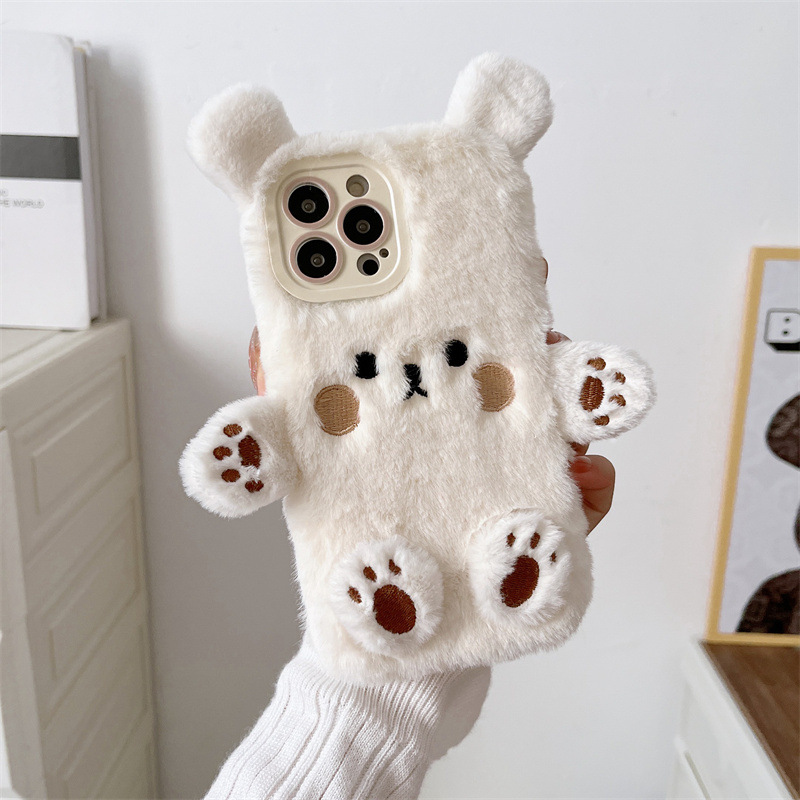 Korean 3D Cartoon Bear Fluffy  - đánh giá và giá Phone Cases 13