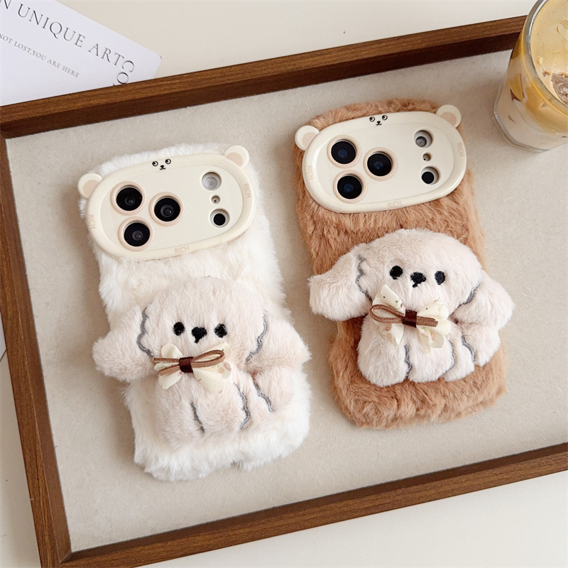 3D Cartoon Bowknot Puppy Warm  - đánh giá và giá Phone Cases 13