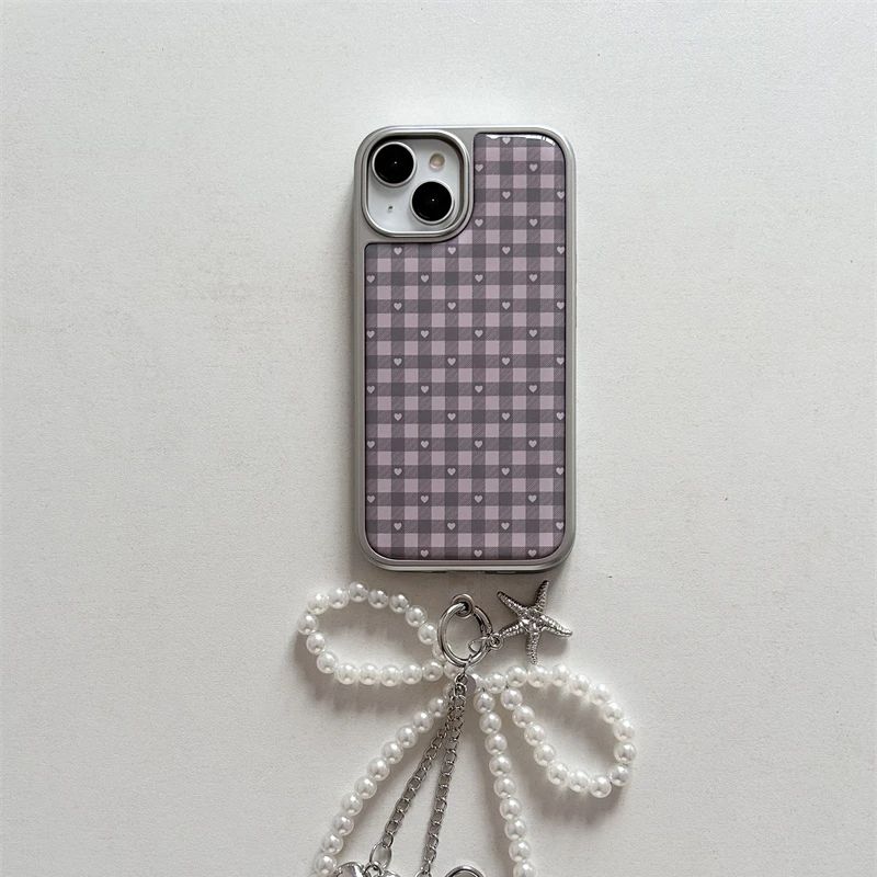 Pink Purple Heart-Shaped Check - đánh giá và giá Phone Cases Purple
