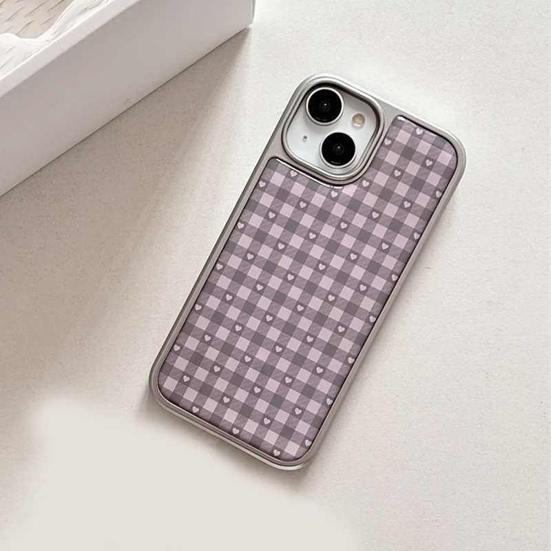 Pink Purple Heart-Shaped Check - đánh giá và giá Phone Cases Purple