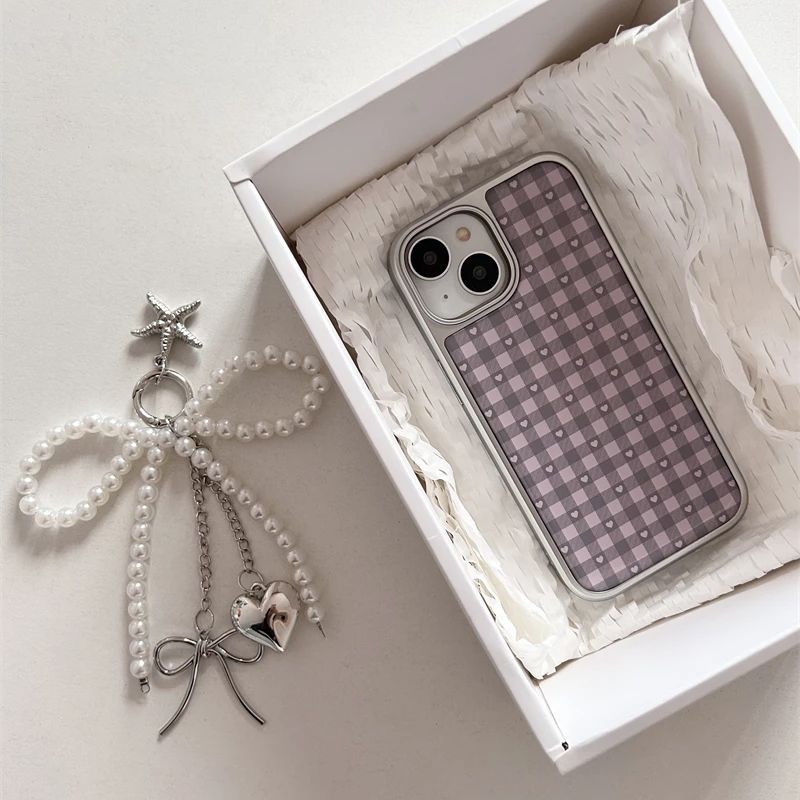 Pink Purple Heart-Shaped Check - đánh giá và giá Phone Cases Purple