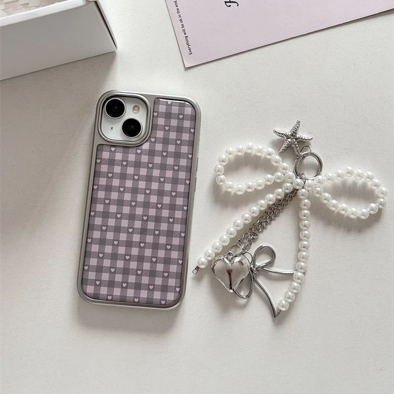 Pink Purple Heart-Shaped Check - đánh giá và giá Phone Cases Purple
