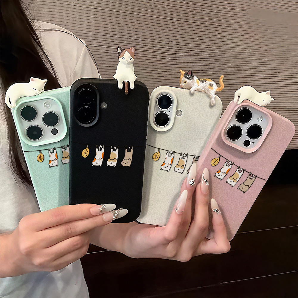3D Cute Cartoon Cat Leather Ca - đánh giá và giá Phone Cases Cute Iphone 14