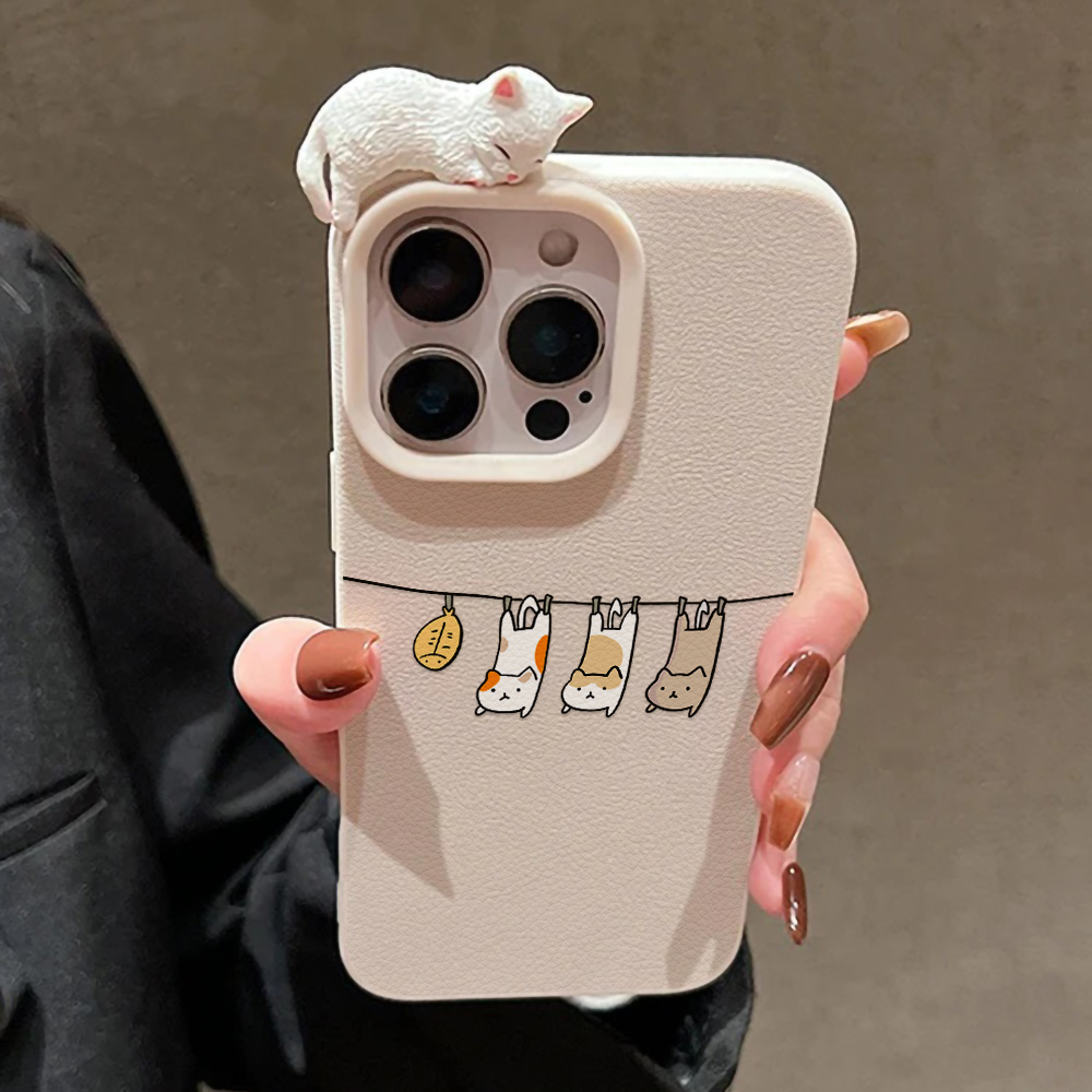 3D Cute Cartoon Cat Leather Ca - đánh giá và giá Phone Cases Cute Iphone 14